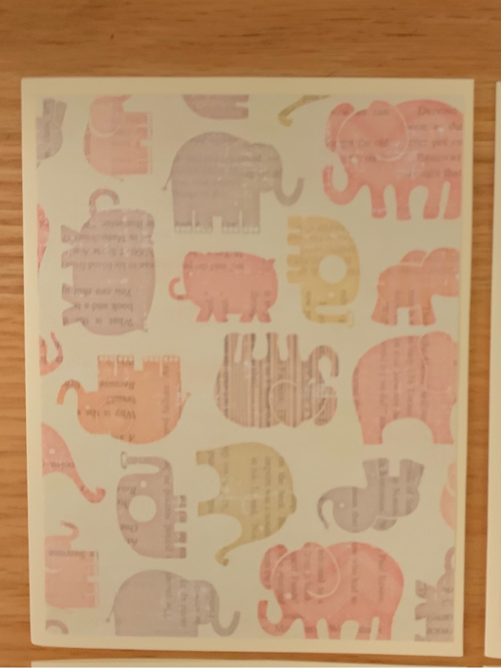 Elephant Notecards Pink w/stamps